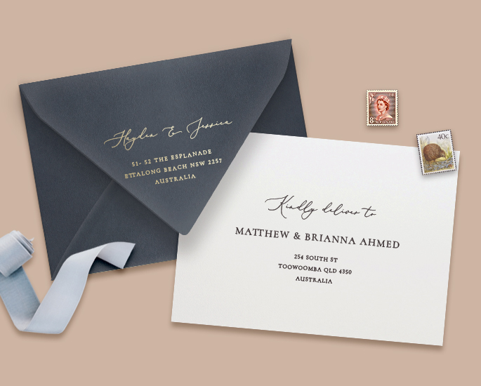 our offering guest and return address papermint custom wedding invitation and stationery design